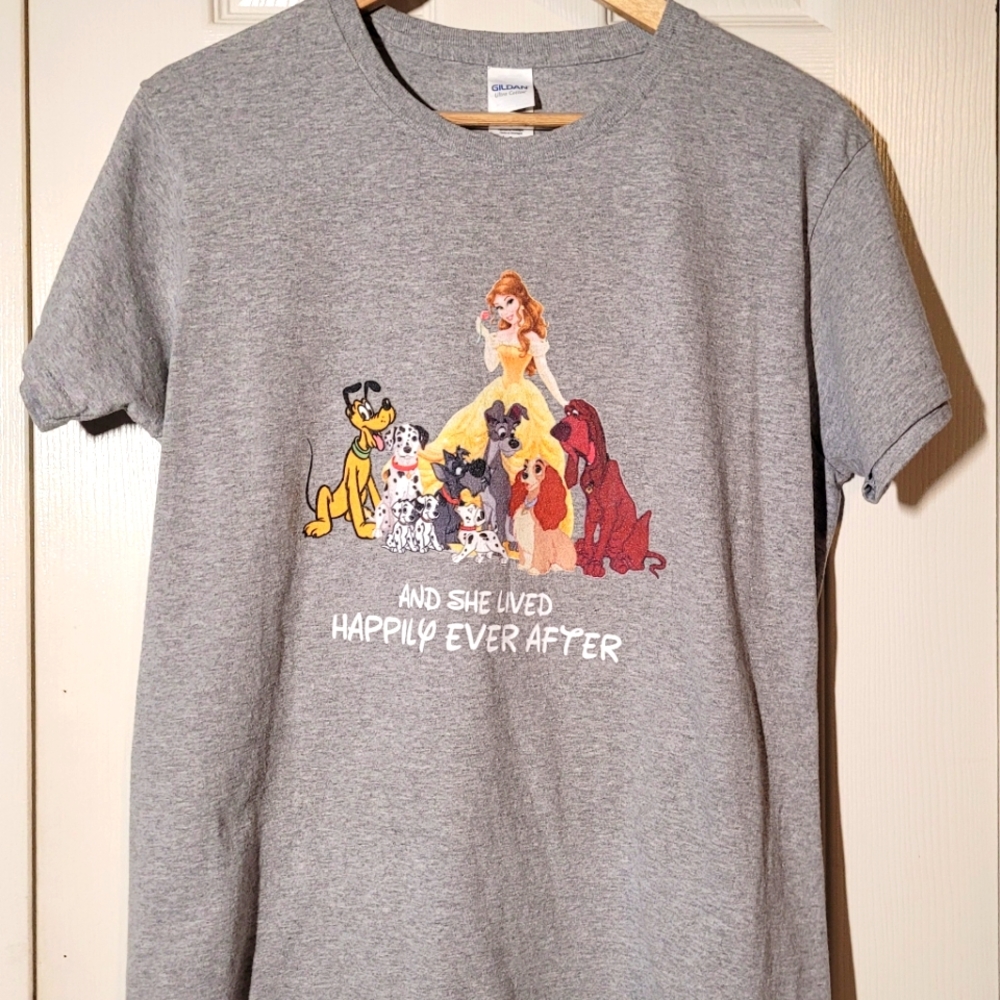 Princess Belle💖🐕 Gray T-shirt "And She lived happily ever after" *Size: Large